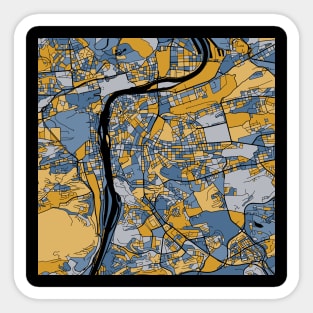 Prague Map Pattern in Blue & Gold Sticker